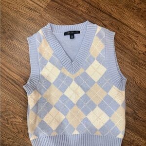 Light Blue and Cream Argyle Sweater Vest